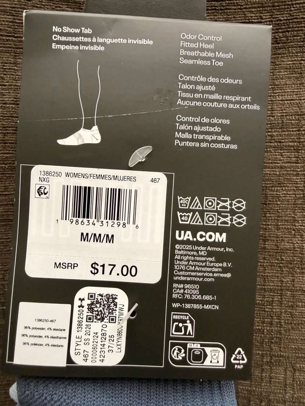 NWT Under Armour Play Up Cushioned No Show Tab Socks 3 Pack  Medium 6-10 Grey
